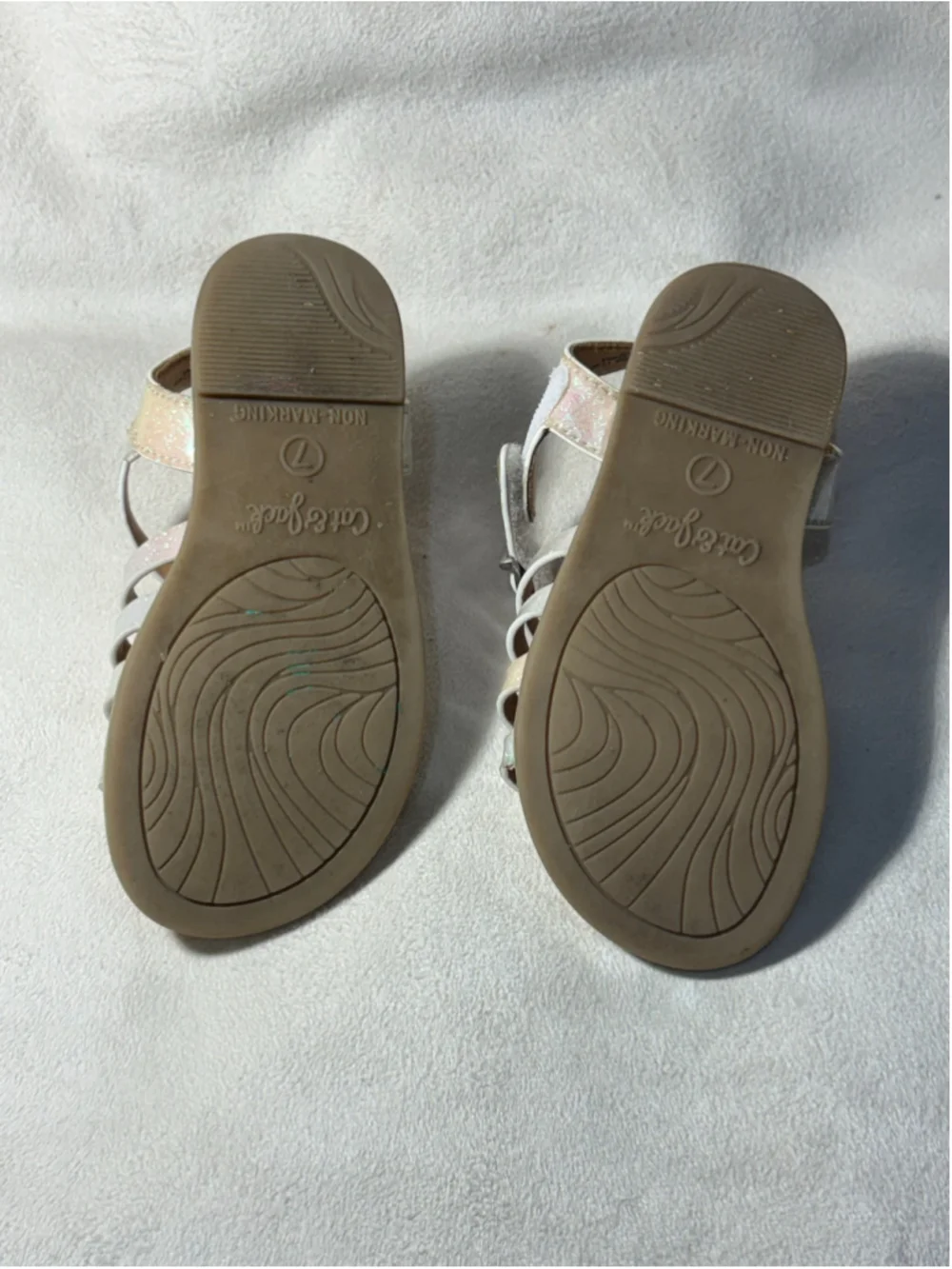 Cat & Jack Baby Girl Glitter Gladiator Sandals Size 7 White